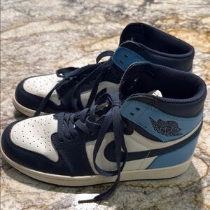 Nike Blue and White Air Jordan Sneakers with Timeless Appeal